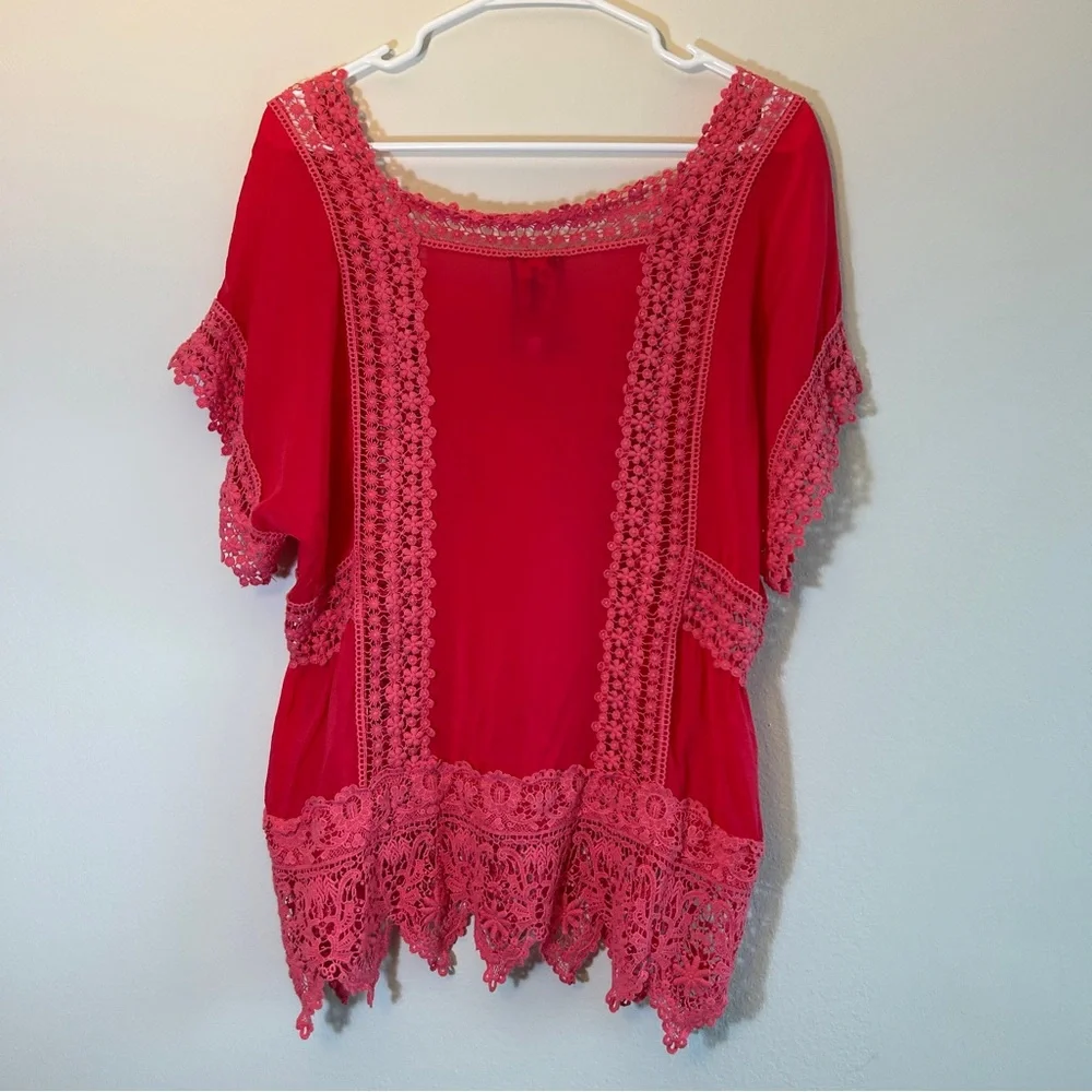 Johnny Was Pink Crochet Georgette Blouse Size M - Picture 3 of 6